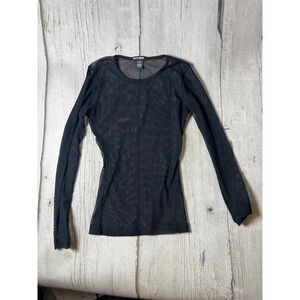 Hot Topic Mesh Long Sleeve Top Womens Small Black Goth Grunge Alt Sheer